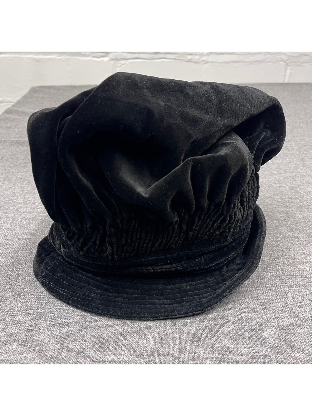 Vintage French Black Velvet Slouch Bucket Hat, Bena Paris Creations, Paris
